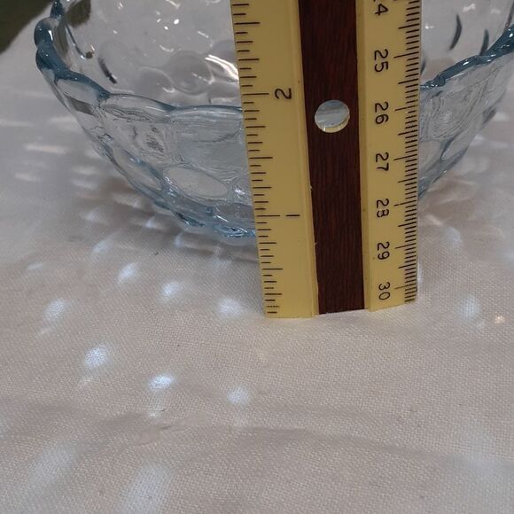 ANCHOR HOCKING BUBBLE SAPPHIRE BLUE - 6 pc set plates, saucer, bowls - Picture 6 of 11